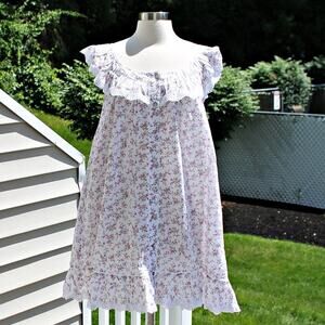 Rachel Ashwell Women's Ditsy Floral Cotton Sweet Babydoll Nightgown Size Medium